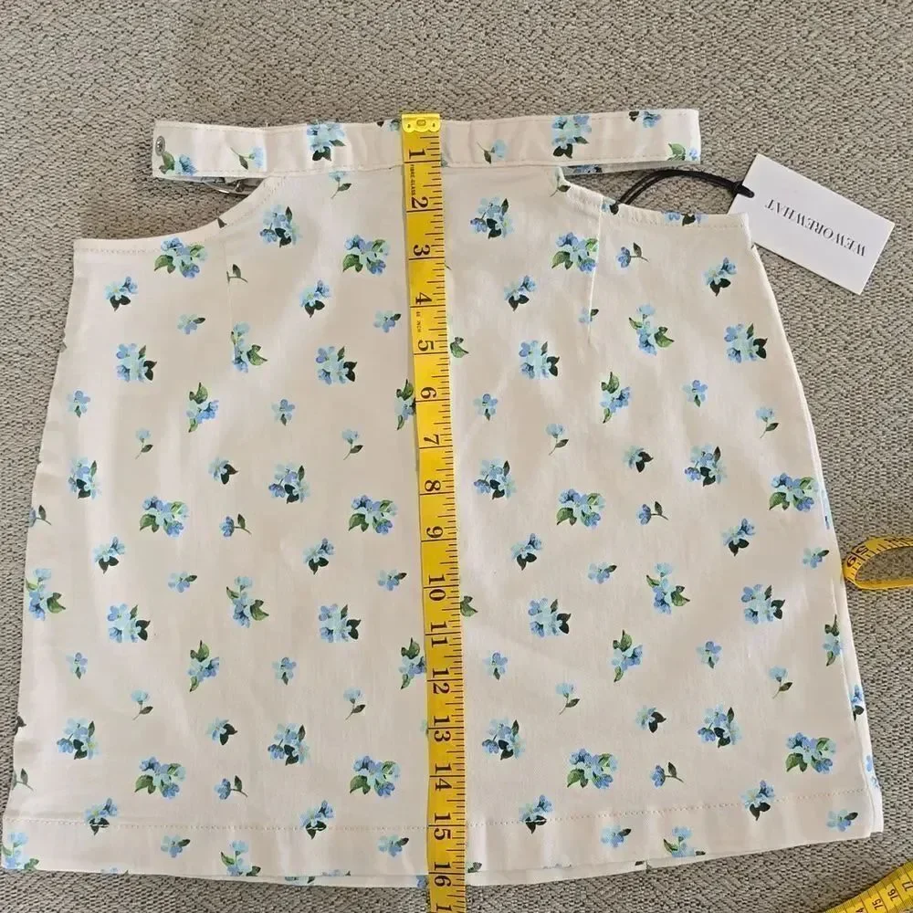 Weworewhat Denim Cut Out Floral Skirt - Size XS